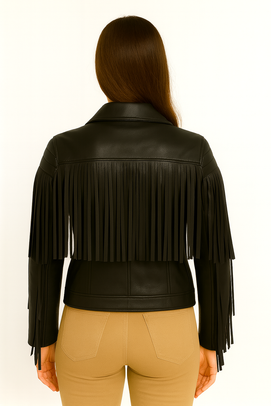 Women’s Black Fringe Leather Jacket