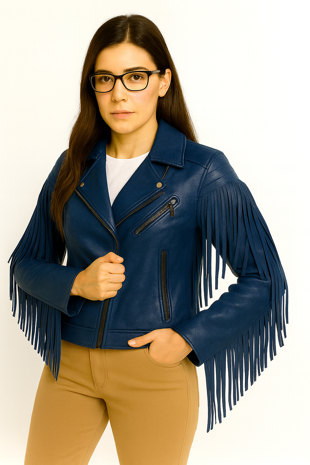 Women’s Black Fringe Leather Jacket