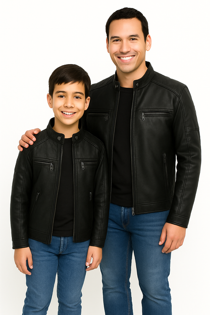Matching Father-Son Leather Jackets – Cafe Racer Style