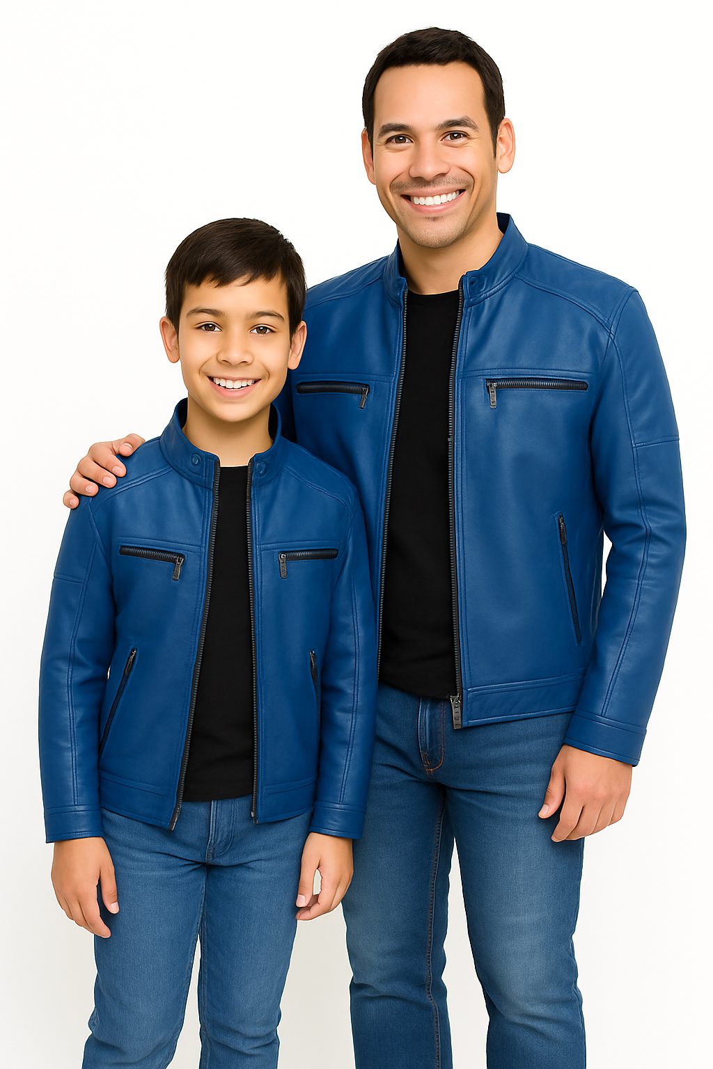 Matching Father-Son Leather Jackets – Cafe Racer Style