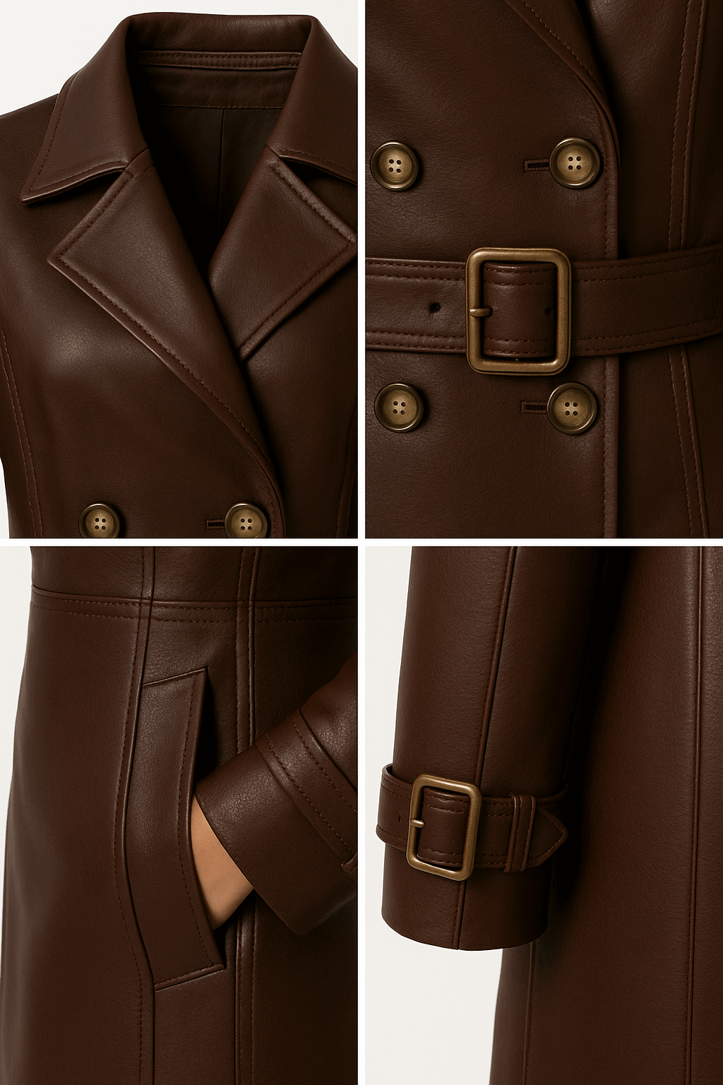 Classic Ladies Leather Long Coat