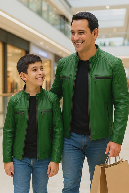 Matching Father-Son Leather Jackets – Cafe Racer Style