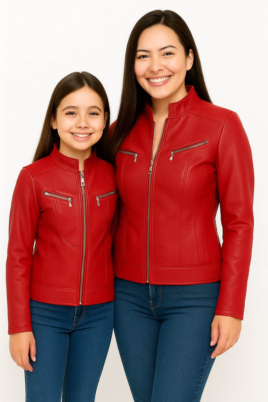 Matching Mother-Daughter Leather Jackets – Slim Fit Style